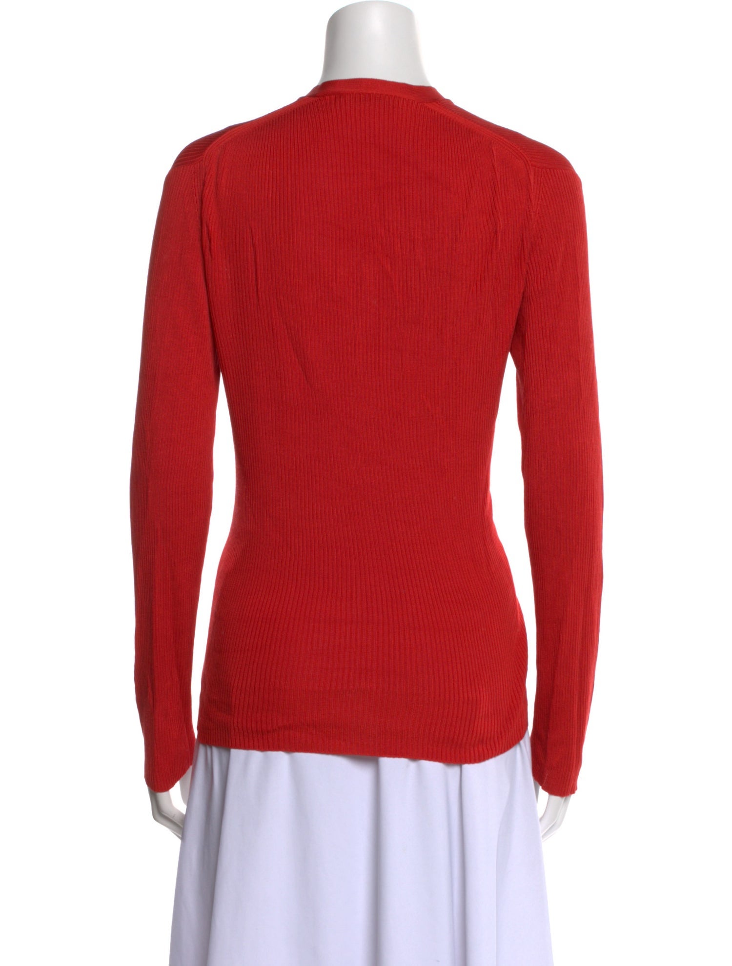 Donna Karan Silk V-Neck Button-Up Top